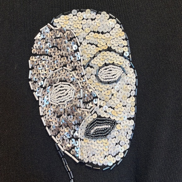 drama embroidered beaded face black top - Picture 4 of 4